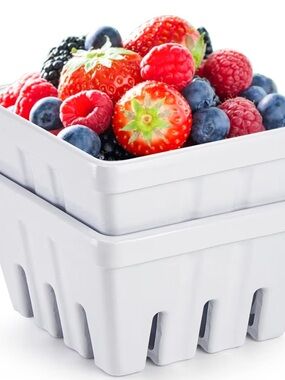 White Stackable Fruit Baskets - Set of 2